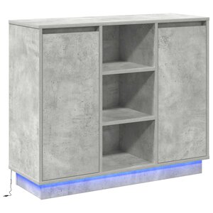 vidaXL Buffet LED Gris béton 90 x 32 x 75 cm Bois d'ingénierie