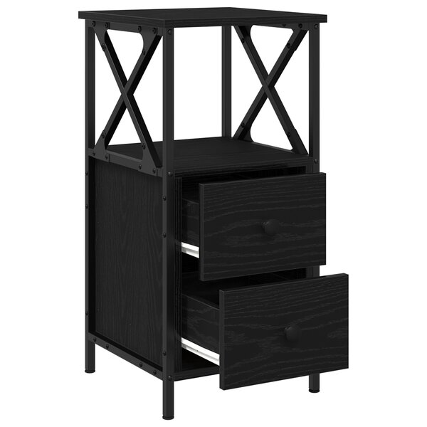 vidaXL Table de chevet 2 Pièces Chêne Noir 34x35 5x70 cm en bois d'ingénierie