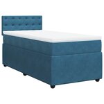 vidaXL Sommier à lattes de lit avec matelas bleu 90x200 cm velours
