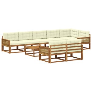 vidaXL Ensemble de canapés d'extérieur 9 Pièces Naturel et Crème
