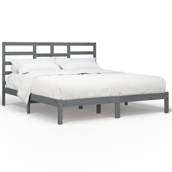 vidaXL Cadre de lit Gris Bois massif 200x200 cm