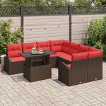 vidaXL Ensemble de canapé de jardin 9 Pièces Marron Poly Rattan