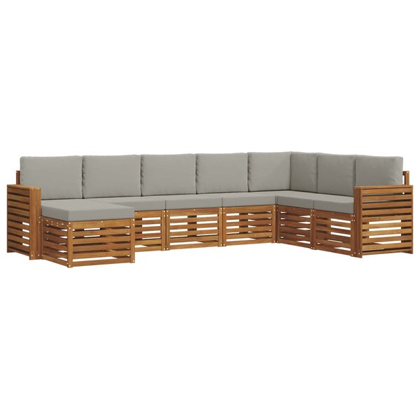 vidaXL Ensemble de canapés d'extérieur 8 pc Gris Naturel et Clair