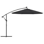 vidaXL Parasol déporté à LED et mât en acier 300 cm Noir