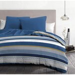 Parure de couette microfibre - 1 housse de couette 220 x 240 cm + 2 taies d'oreiller 63 x 63 cm - Bleu