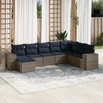 vidaXL Salon de jardin 8 Pièces avec coussins gris résine tressée