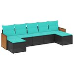 vidaXL Salon de jardin 7 Pièces avec coussins noir résine tressée