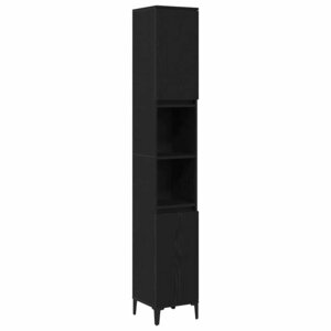 vidaXL Cabinet de salle de bain avec porte Chêne noir 30 x 30 x 190 cm