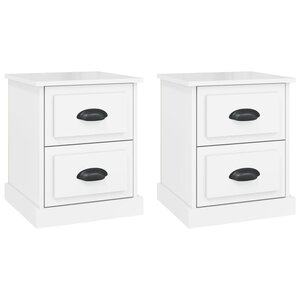 vidaXL Tables de chevet 2 Pièces blanc brillant 39x39x47 5 cm