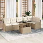 vidaXL Ensemble de canapé de jardin 7 Pièces Beige 100 x 55 x 73 cm