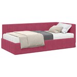 vidaXL Cadre de lit d'angle avec matelas 2 pc Bordeaux 90 x 190 cm