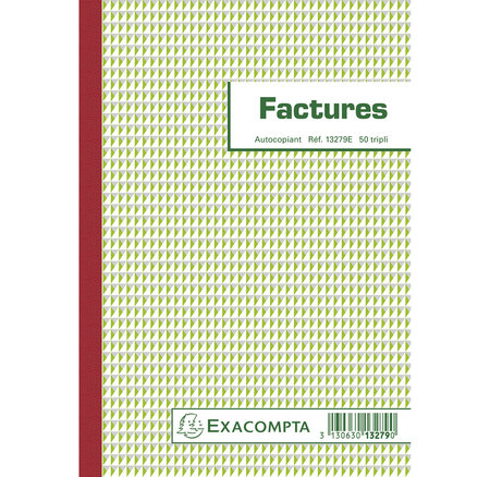 Manifold Factures 21x14 8cm 50 Feuillets Tripli Autocopiants - X 10 - Exacompta