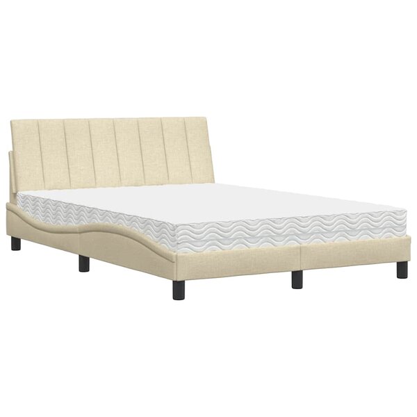 vidaXL Lit avec matelas Hanko crème 140x190 cm tissu