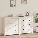 vidaXL Buffet Blanc 140x35x80 cm Bois massif de pin