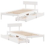 vidaXL Cadre de lit sans matelas blanc 75x190 cm bois de pin massif