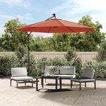 vidaXL Parasol de jardin en porte-à-faux et lumières LED mât en acier