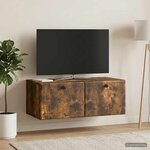 vidaXL Meuble TV mural 78 5 x 41 x 30 cm Chêne fumé Bois d'ingénierie