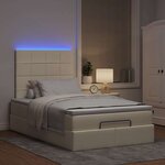 vidaXL Cadre de lit ottoman avec matelas crème 120x190 cm tissu