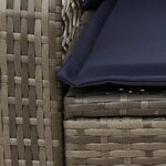 vidaXL Chaise à bascule de jardin avec coussins gris résine tressée