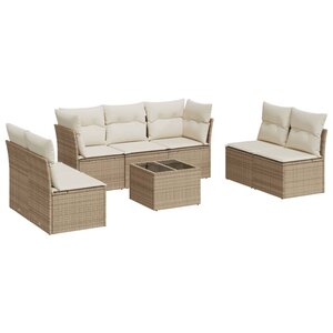 vidaXL Salon de jardin avec coussins 8 Pièces beige résine tressée
