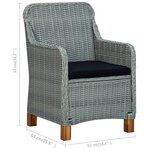 vidaXL Salon de jardin 3 Pièces avec coussins résine tressée gris clair