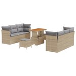 vidaXL Ensemble de canapé de jardin 9 pièces avec coussins en rotin synthétique beige et en acacia