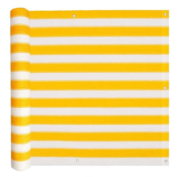 vidaXL Écran de balcon PEHD 90 x 600 cm Jaune et blanc