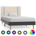 vidaXL Cadre de lit avec LED Crème et gris foncé Tissu 100 x 200 cm