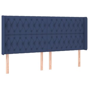 vidaXL Tête de lit avec oreilles Bleu 183x16x118/128 cm Tissu