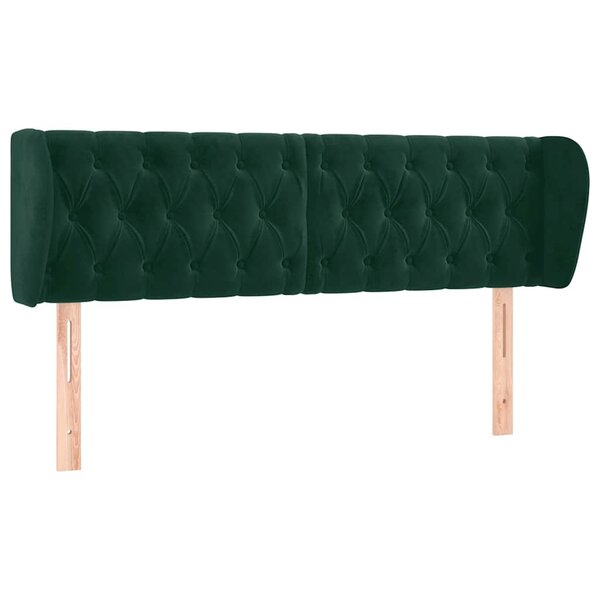 vidaXL Tête de lit avec oreilles Vert foncé 163x23x78/88 cm Velours