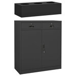 Armoire de bureau avec jardinière design moderne 90 x 40 x 125 cm espace de rangement en acier anthracite 02_0055175