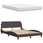 vidaXL Lit avec matelas marron foncé 140x190 cm tissu