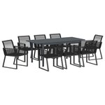 vidaXL Ensemble de salle à manger pour jardin 9 Pièces Noir polyrotin