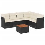 vidaXL Salon de jardin 7 Pièces avec coussins noir résine tressée