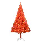 vidaXL Sapin de Noël artificiel pré-éclairé et support rouge 180cm PVC
