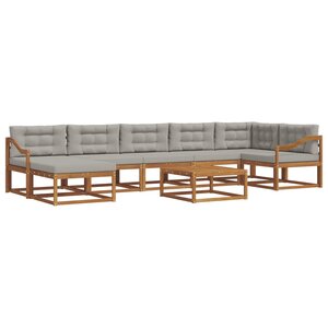 vidaXL Ensemble de canapés d'extérieur 8 Pièces Gris Naturel et Clair