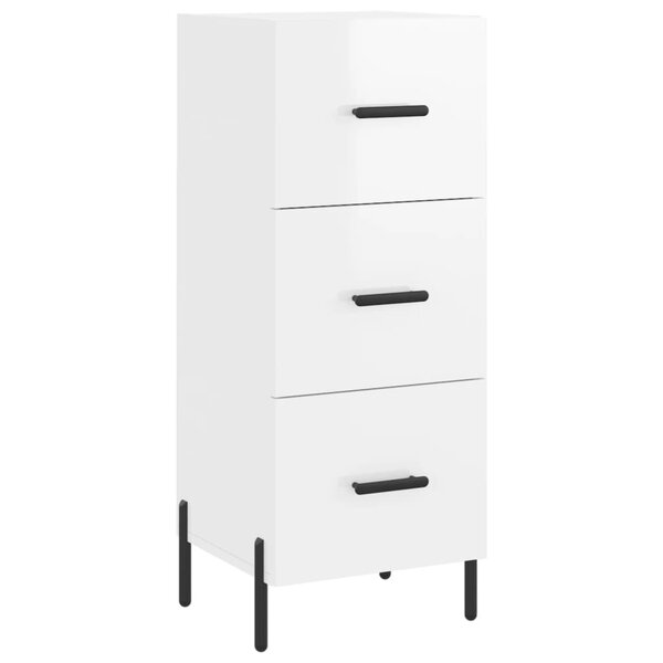 vidaXL Buffet Blanc brillant 34 5x34x90 cm Bois d'ingénierie