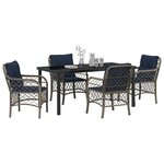 vidaXL Ensemble de salle à manger pour jardin 5 Pièces Gris et Noir Rotin