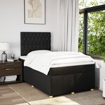 vidaXL Sommier à lattes de lit avec matelas noir 120x190 cm tissu