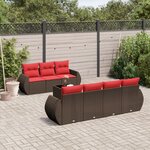 vidaXL Salon de jardin 8 Pièces avec coussins marron résine tressée