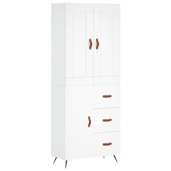 vidaXL Buffet haut Blanc 69 5x34x180 cm Bois d'ingénierie