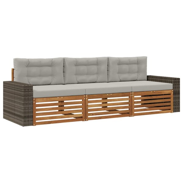 vidaXL Ensemble de canapés d'extérieur 3 pc Naturel et gris clair