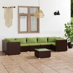vidaXL Salon de jardin 8 Pièces avec coussins résine tressée marron