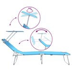 vidaXL Chaises longues pliantes 2 Pièces avec auvent en tissu Oxford 600D bleu vif