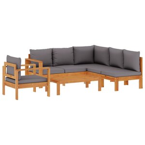 vidaXL Salon de jardin avec coussins 5 Pièces Bois d'acacia solide