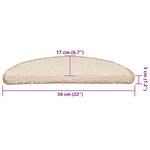 vidaXL Tapis d'escalier 30 pièces 56 x 17 x 3 cm Crème Demi-rond