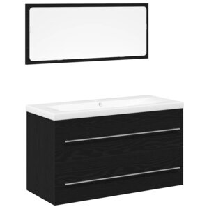 vidaXL Meuble de Lavabo de Salle de Bain avec tiroir 3 Pièces Chêne noir