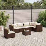 vidaXL Salon de jardin avec coussins 7 Pièces marron résine tressée