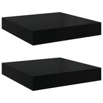 vidaXL Étagère murale flottante 2 Pièces Noir brillant 23x23 5x3 8 cm MDF