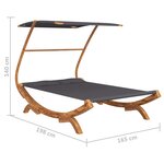 vidaXL Lit repos et auvent 165x203x138cm Bois courbé massif Anthracite